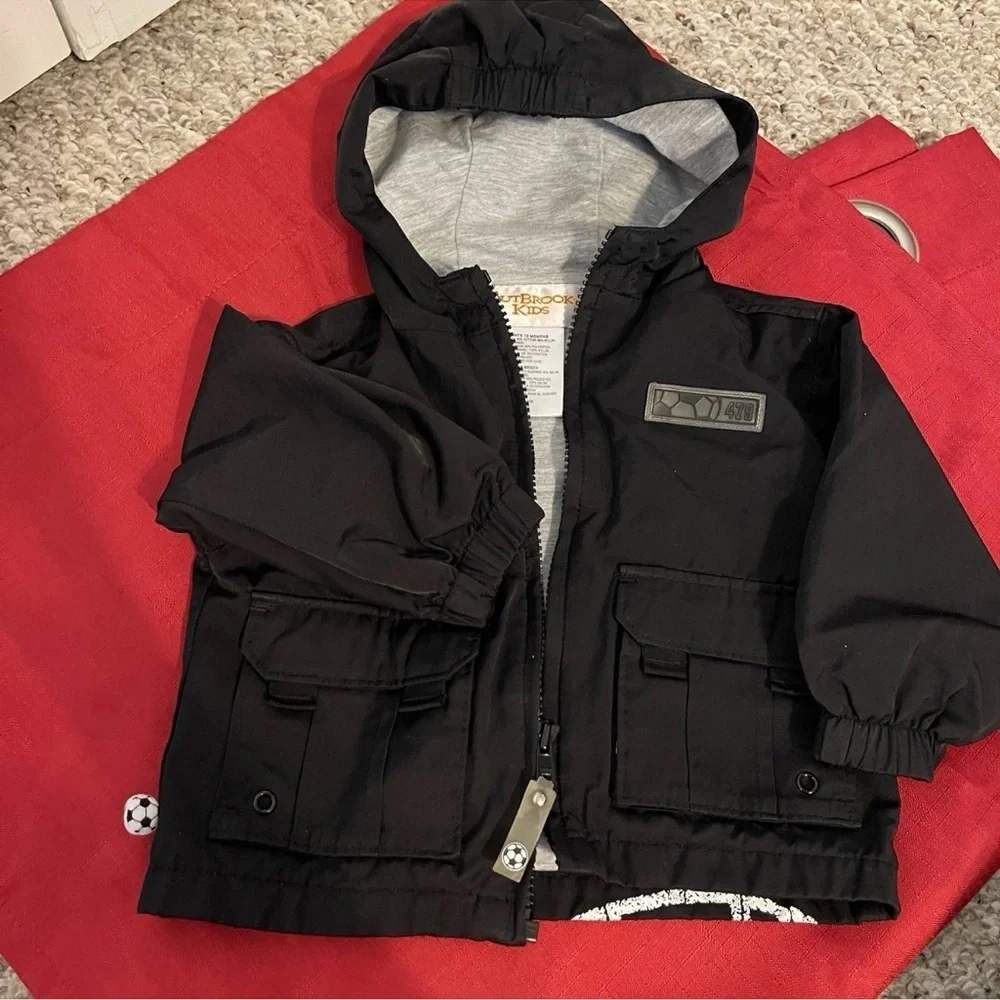 Vintage~Y2K Outbreak Kids Soccer Theme Hooded Jacket Size 12months